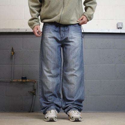 Y2K baggy Ecko Unltd jeans embroidered blue Loose fit wide leg denim skater style pants