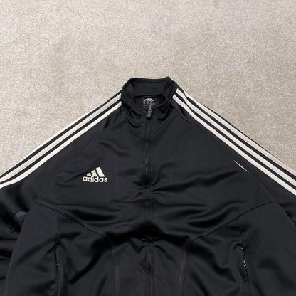 Vintage Adidas track jacket XXL men's y2k 00s style black funky sports tracksuit