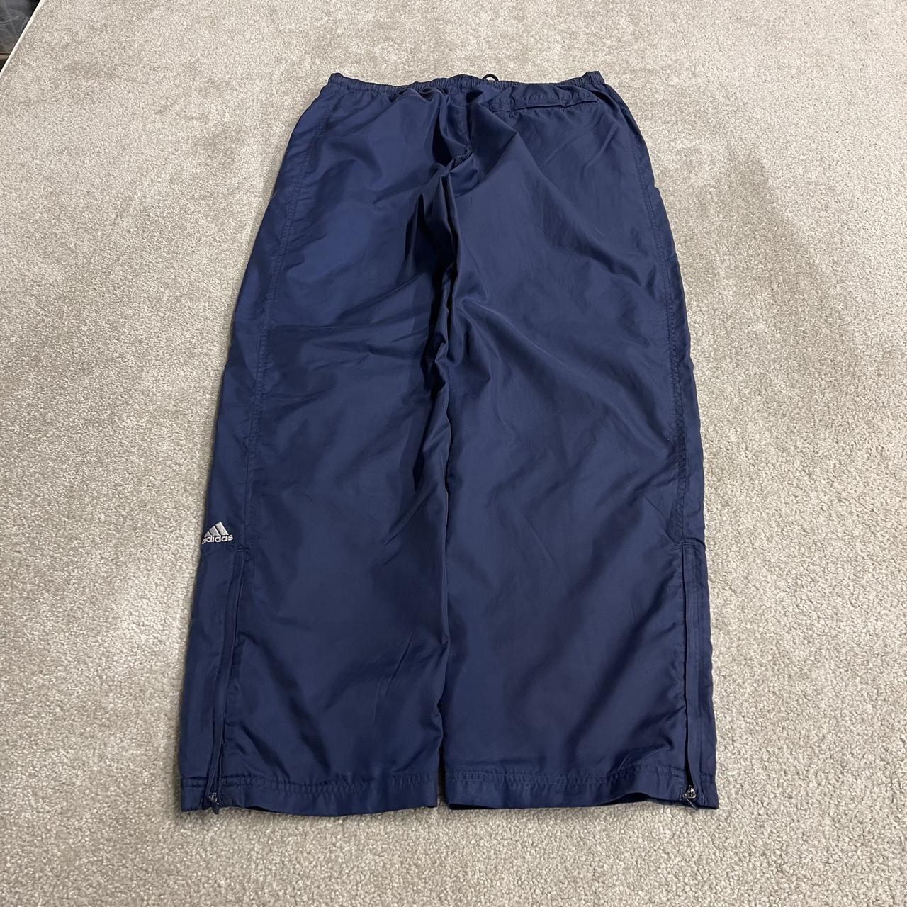 Y2K baggy Adidas tracksuit bottoms navy L y2k embroidered logo lined track pants