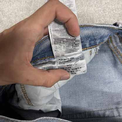 Y2K Levi’s 505 jeans W33L32 washed blue Straight fit 5 pocket pants belt loops red tab logo