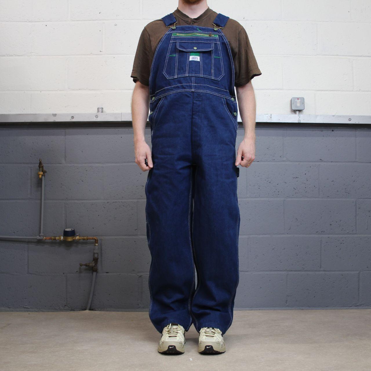 Liberty baggy dungarees denim overalls navy blue Vintage workwear bib & brace utility