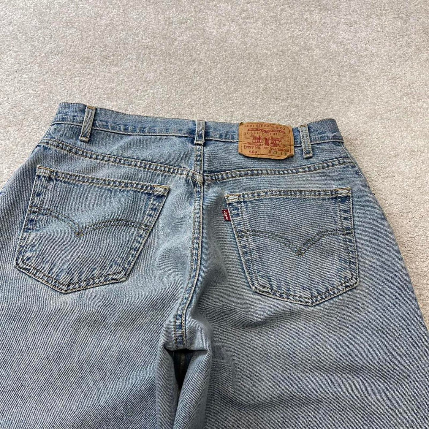 Levis 560 baggy jeans W33L30 blue loose tapered fit denim 90s skater style pants red tab 100% cotton