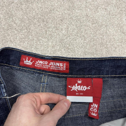 JNCO Y2K serpent 8 ball carpenter shorts skater style blue Loose denim large rear pocket jorts