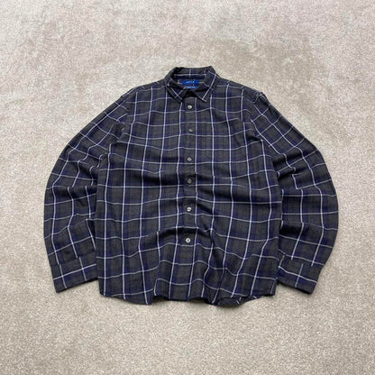Checkered plaid flannel shirt autumnal XL grey APT. 9 men's long sleeve button up y2k style