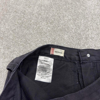 Y2K Dickies double knee carpenter jeans faded black Canvasy flex workwear skater cargos utility