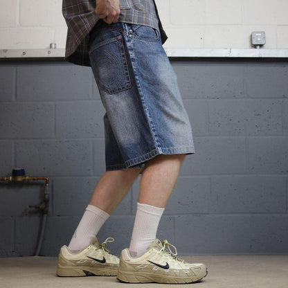 Baggy denim shorts y2k surf blue Loose fit WBJ summer festival jorts