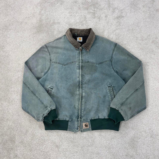 Vintage turquoise Carhartt Santa Fe bomber jacket XL Detroit cropped