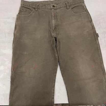 Loose Dickies carpenter jeans W36L30 90s skate style green thick canvas cargos