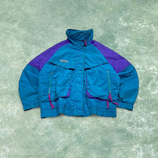 Vintage y2k Columbia technical windbreaker jacket green Bomber style lightweight jacket