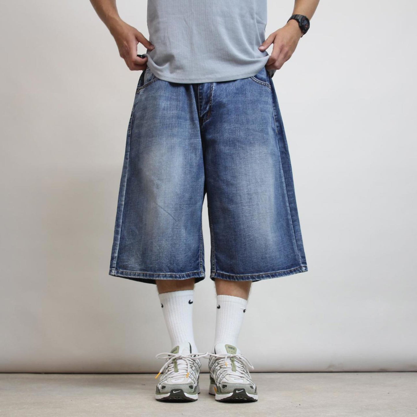 Mens Baggy Denim Shorts W42
