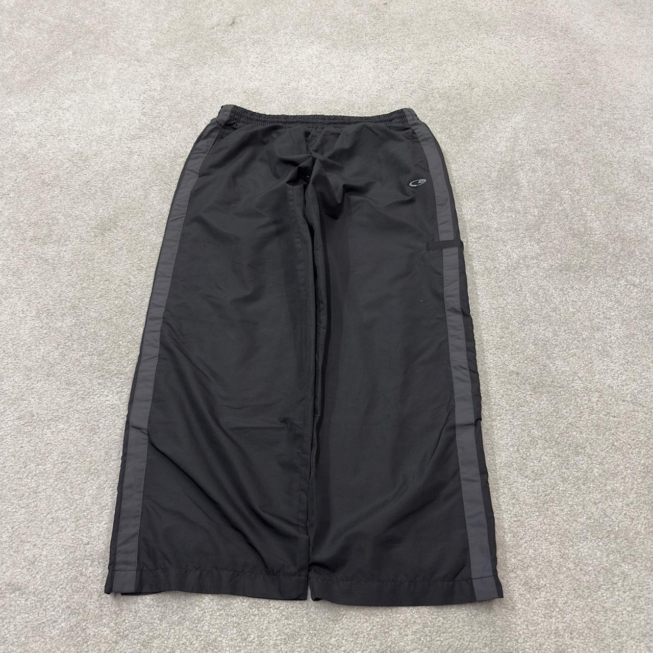 Y2K Champion tracksuit bottoms loose black Loose leg lined 2000s style casual track pants