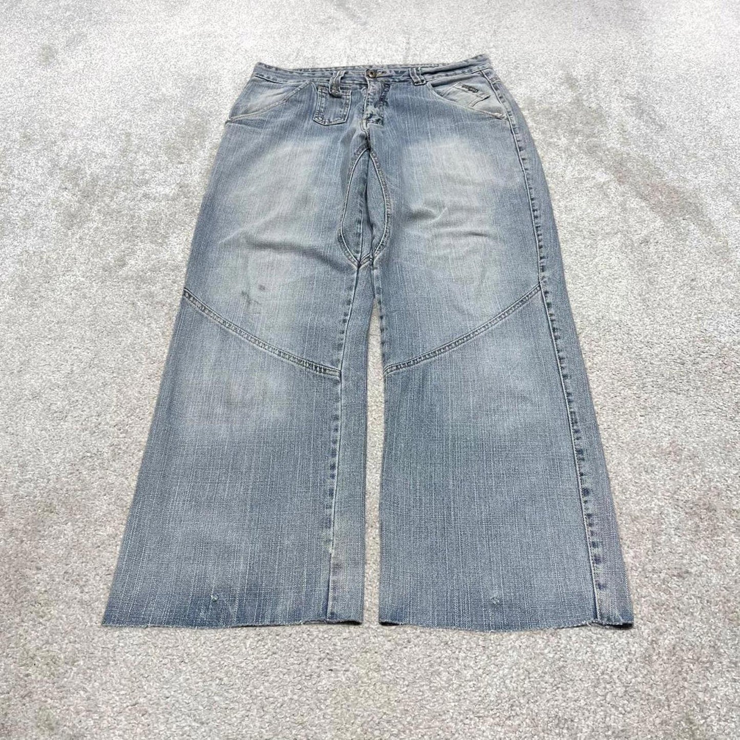 Vintage y2k baggy jeans W34L32 Six Jeans loose wide leg blue denim skater pants deep pocket