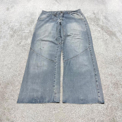 Vintage y2k baggy jeans W34L32 Six Jeans loose wide leg blue denim skater pants deep pocket