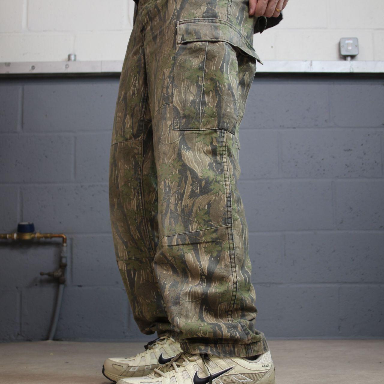USA camo cargo pants Y2K Small green Thick Smokey Branch camouflage hunting utility trousers