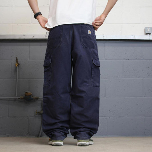 Carhartt FR cargo pants W35 L32 loose navy 90s style cargo skater pants