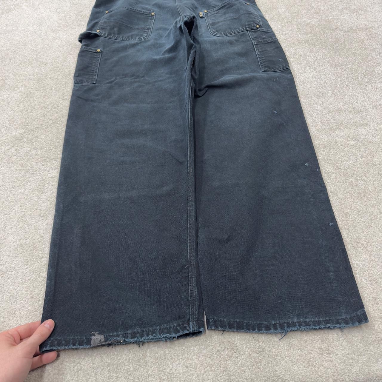 Vintage Carhartt dungarees faded black overalls Canvas bib & brace utility workwear
