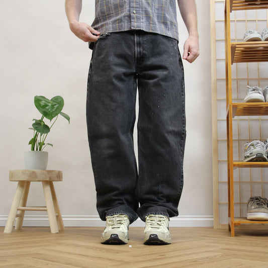 Levi's 550 jeans relaxed fit black Y2K loose washed denim surf pants