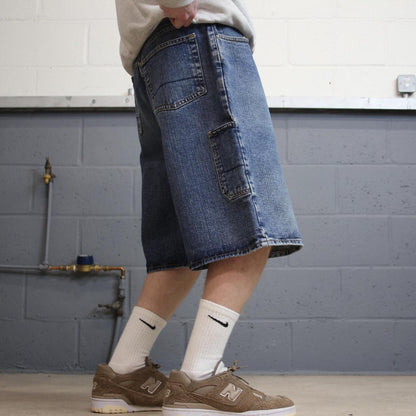 Baggy Nautica carpenter shorts W36 skater style blue Loose denim jorts
