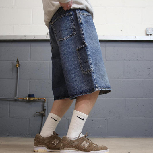 Baggy Nautica carpenter shorts W36 skater style blue Loose denim jorts