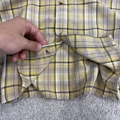 North Face checkered short sleeve shirt yellow TNF Festival style surf check shirt