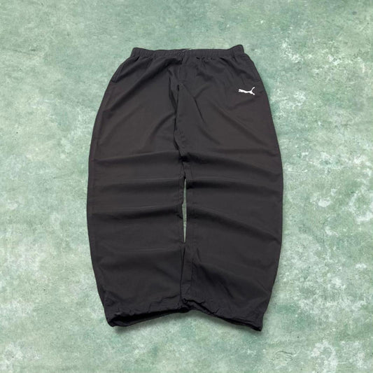 Vintage y2k Puma tracksuit bottoms black Loose adjustable cuff drawstring track pants