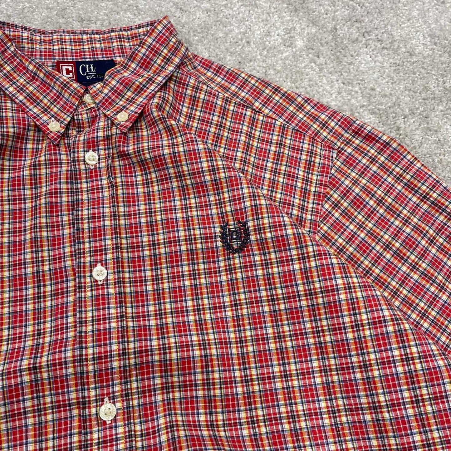 Y2K CHAPS checkered plaid shirt red Long sleeve check button down