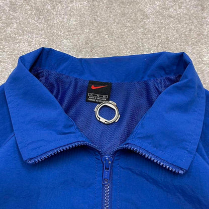 Vintage 00s Nike jacket y2k style XL men's blue full zip windbreaker coat embroidered technical
