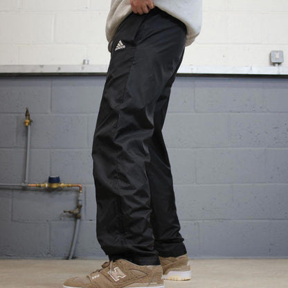 Vintage Adidas trackies S loose black y2k style joggers adjustable embroidered logo pants