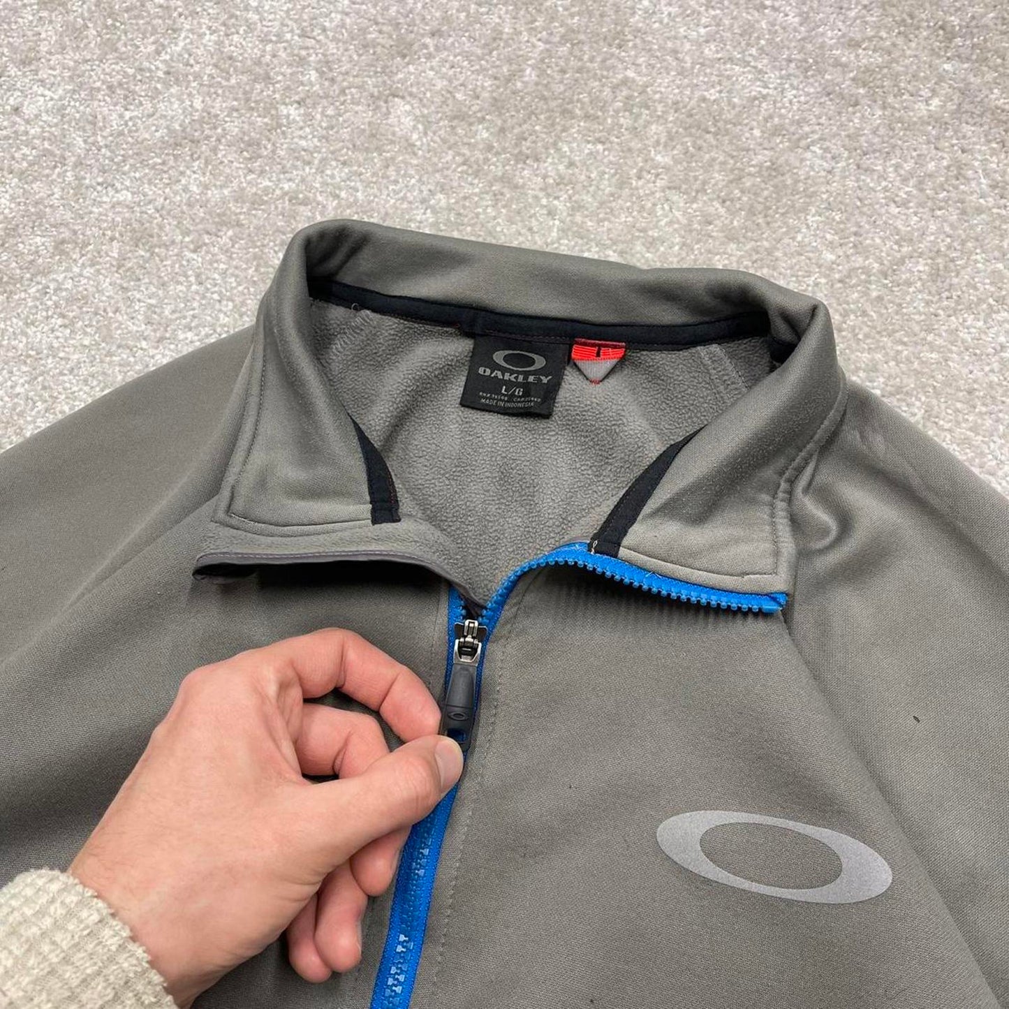 00s Oakley technical track jacket L men's y2k style grey lightweight full zip tech coat