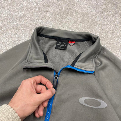 00s Oakley technical track jacket L men's y2k style grey lightweight full zip tech coat