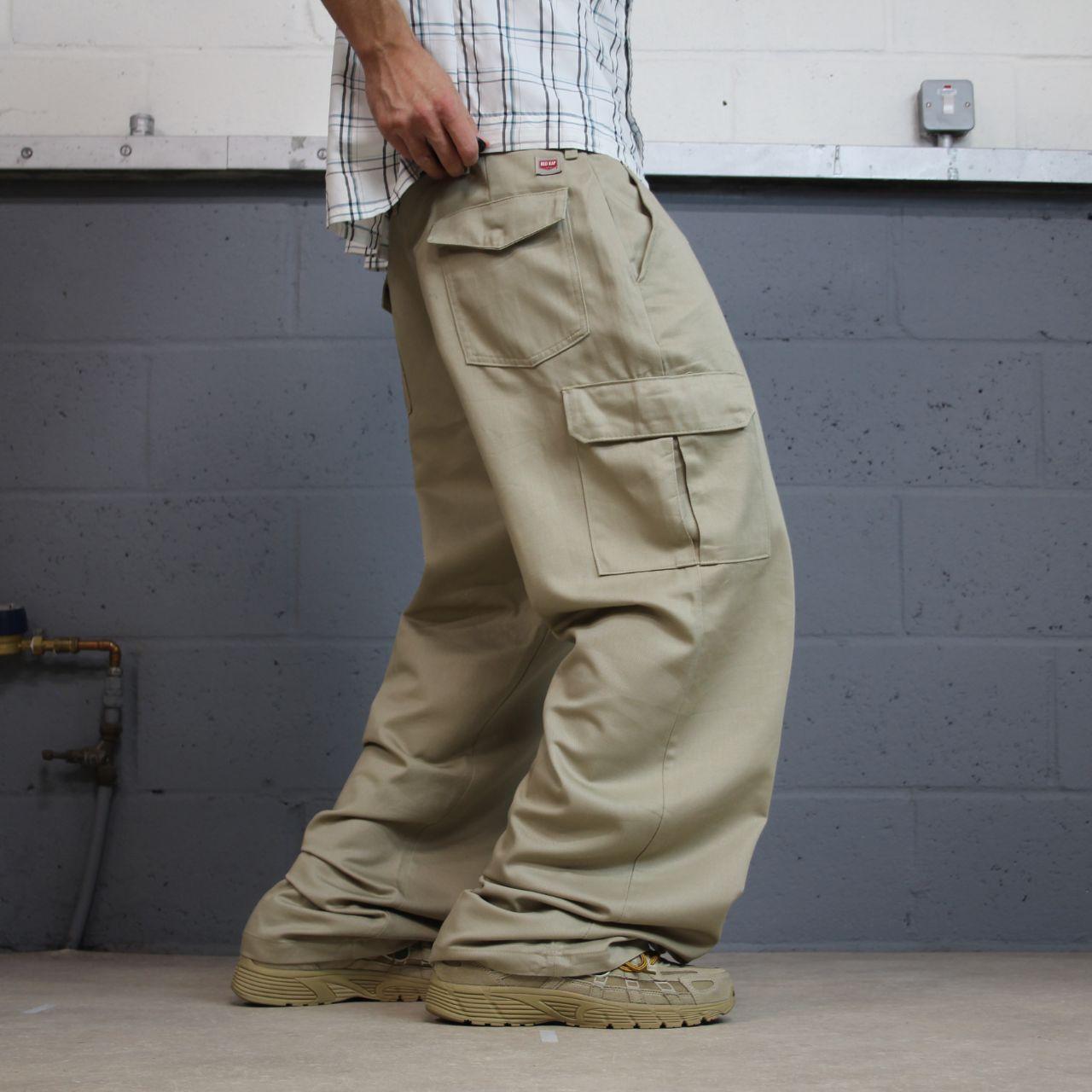 Red Kap vintage baggy wide leg cargo pants y2k khaki Loose fit skater chino work trousers