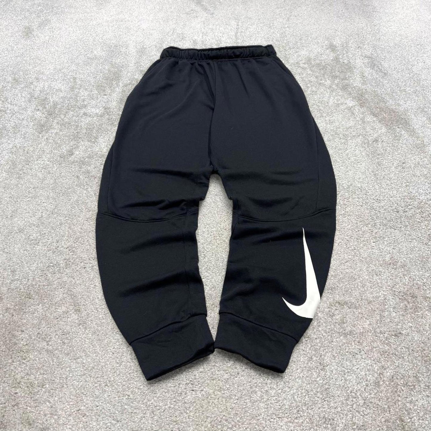 00s Nike tracksuit bottoms y2k M loose black joggers print Swoosh logo gym wear trackies