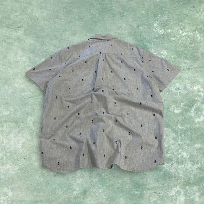 North Face funky pattern short sleeve shirt grey TNF surf style summer festival shirt