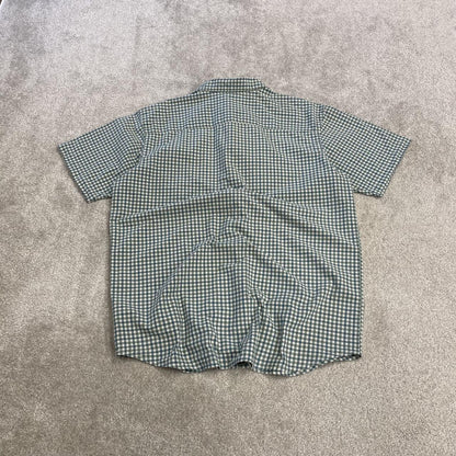 Columbia short sleeve shirt checkered green Festival surf style button down summer check shirt