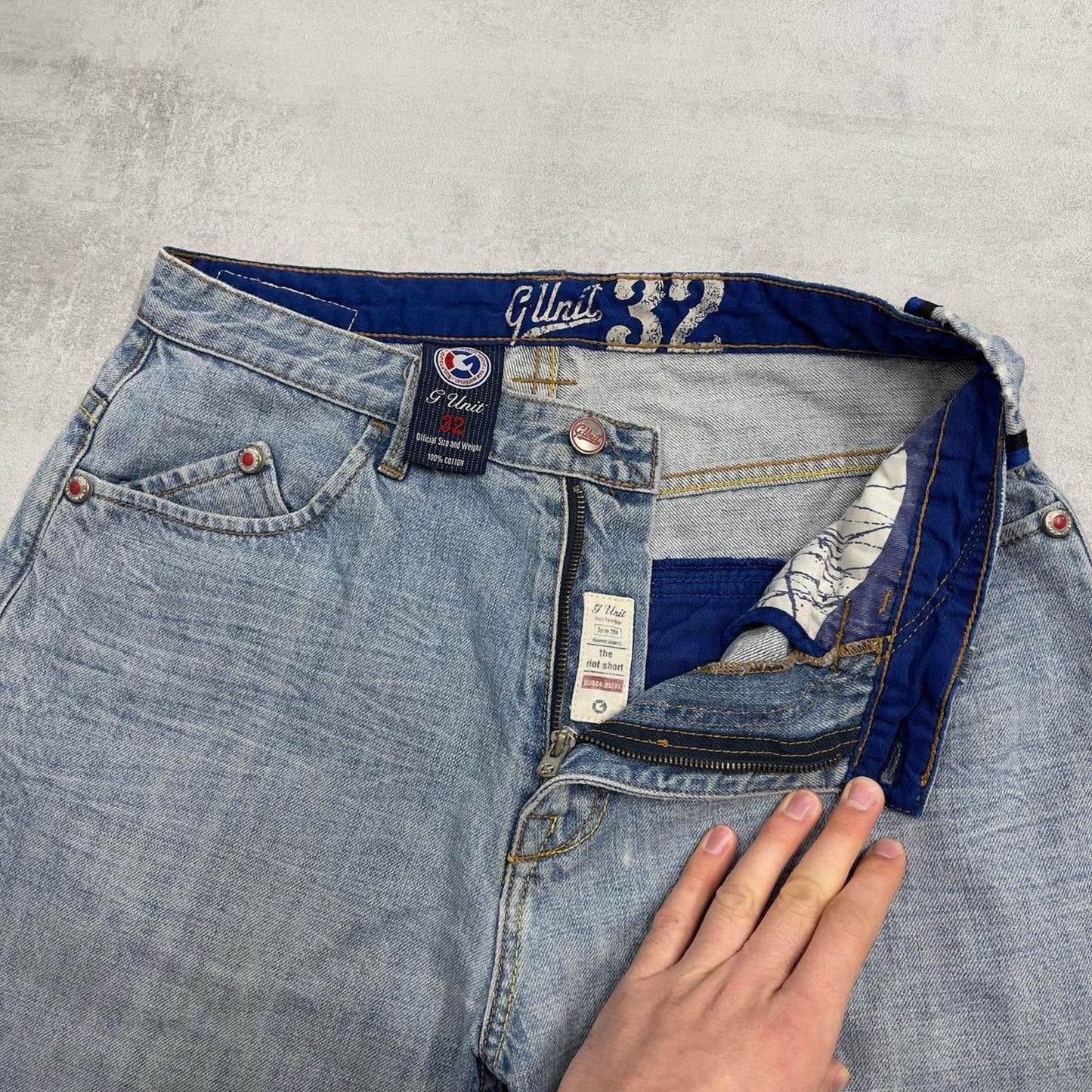G Unit denim shorts W32 loose denim Y2K hip hop skate style jorts