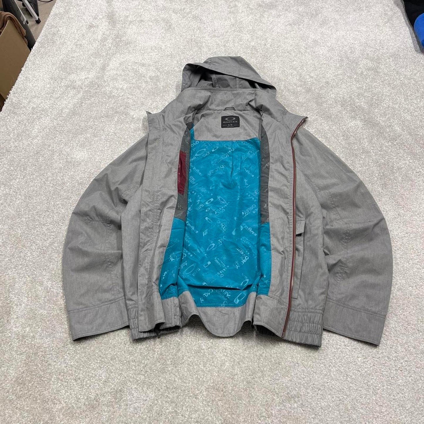 00s Oakley technical jacket L men's y2k style grey tech lightweight windbreaker hooded coat