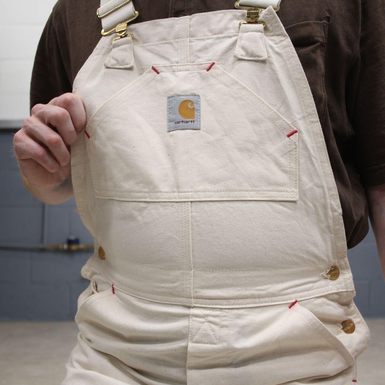 Vintage Carhartt dungarees white painter overalls Bib & brace utility workwear farmer