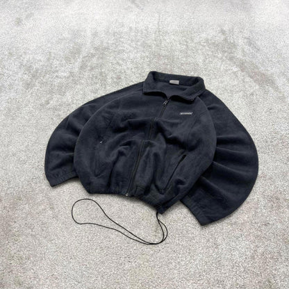 00s Columbia technical fleece XXL women's black full zip up y2k style autumn adjustable waist