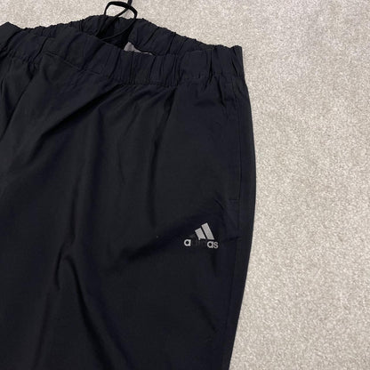 Y2K Adidas baggy waterproof tracksuit bottoms black wide leg Loose unlined rain trousers