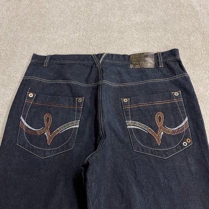 Extra baggy embroidered jeans y2k W42L32 navy blue