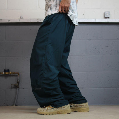 Y2K baggy Reebok tracksuit bottoms green XL Loose leg mesh lined track pants