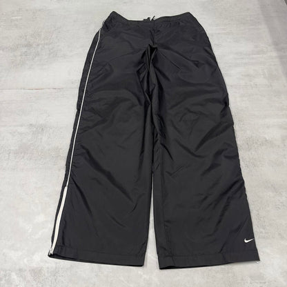 Black Baggy Nike trackies XL 16-18 loose y2k floaty leg joggers embroidered logo