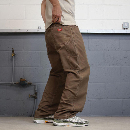 Baggy Dickies carpenter jeans W38L32 90s skate style brown thick canvas cargos