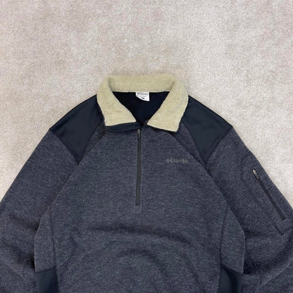Grey Columbia technical fleece Medium 1/4 zip up y2k style autumn Omni-Shield