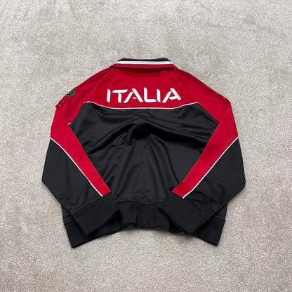 Y2k 00s Fila track jacket XL mens red black Italia sports full zip track suit top embroidered sporty