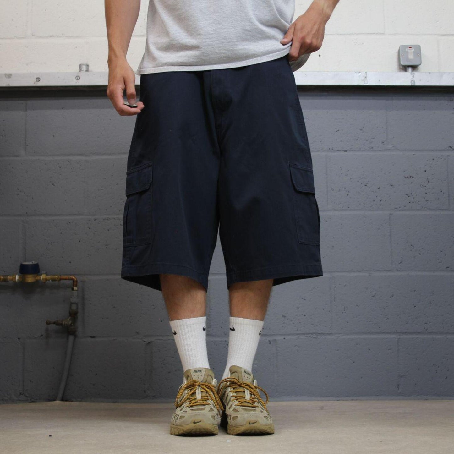 Dickies baggy cargo shorts chino navy Chino style skater shorts long wide leg festival