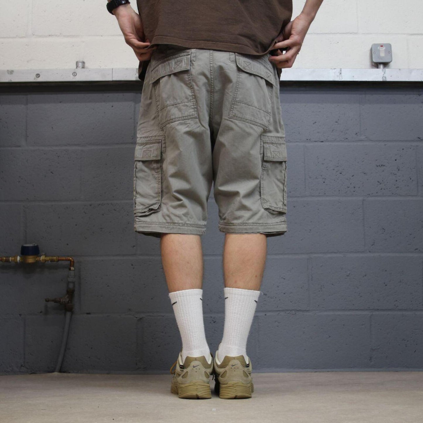 Y2K cargo shorts loose grey Loose leg utility shorts summer festival