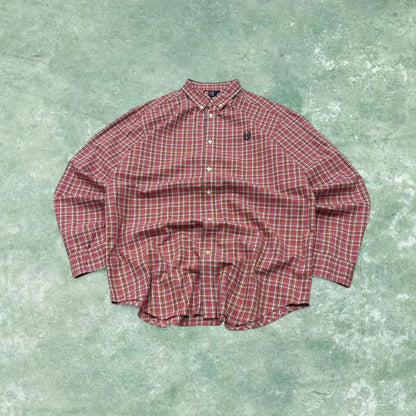 Y2K CHAPS checkered plaid shirt red Long sleeve check button down