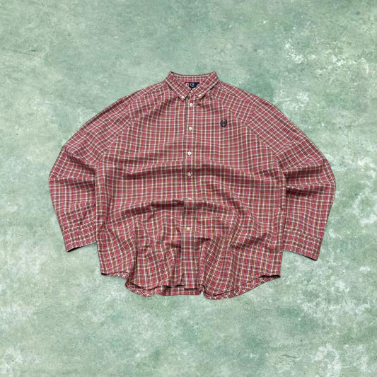 Y2K CHAPS checkered plaid shirt red Long sleeve check button down