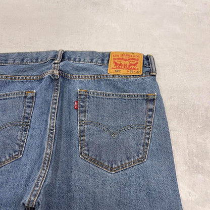 Blue Levis 505 jeans W35L32 blue loose straight leg y2k style pants red tab logo